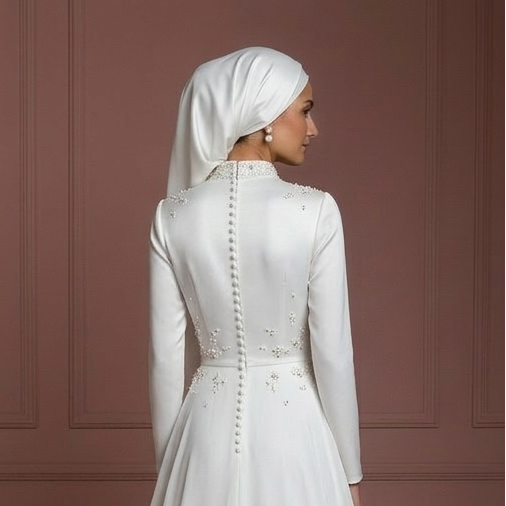 Hijab Bridal Gown For Beach Wedding Dress Modest Style Muslim