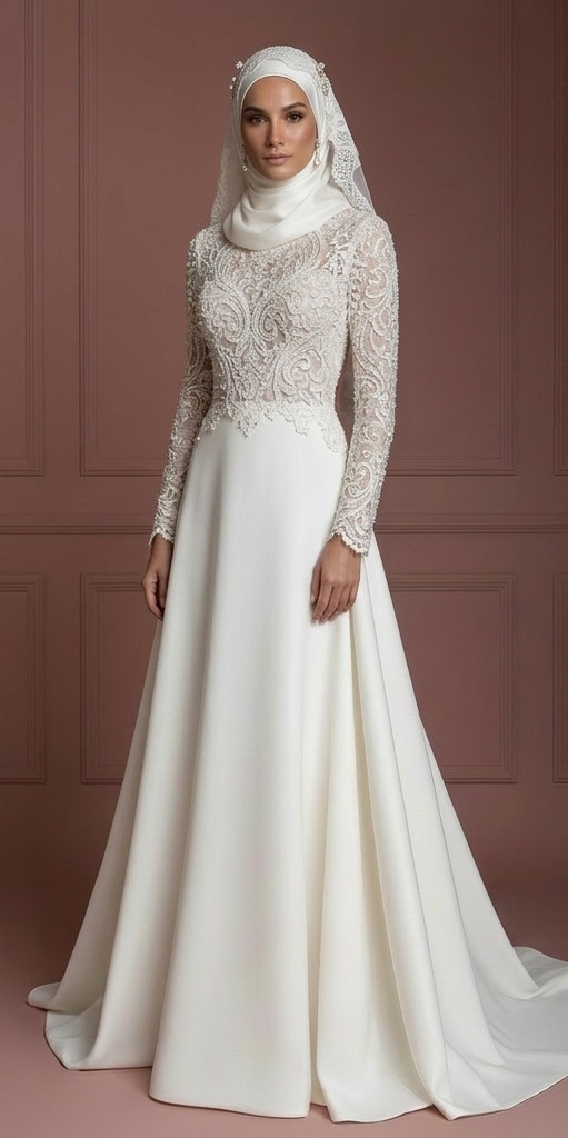Hijab Bridal Gown For Formal Wedding Dress Ceremony Muslim