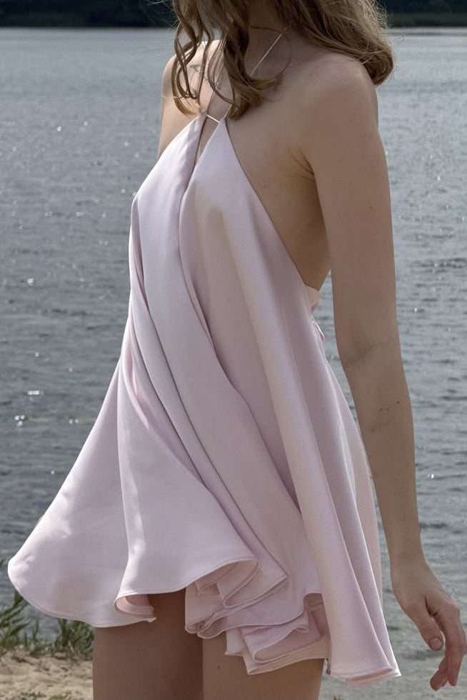 Hot A Line Halter Neck White Short Homecoming Dress with Ruffles