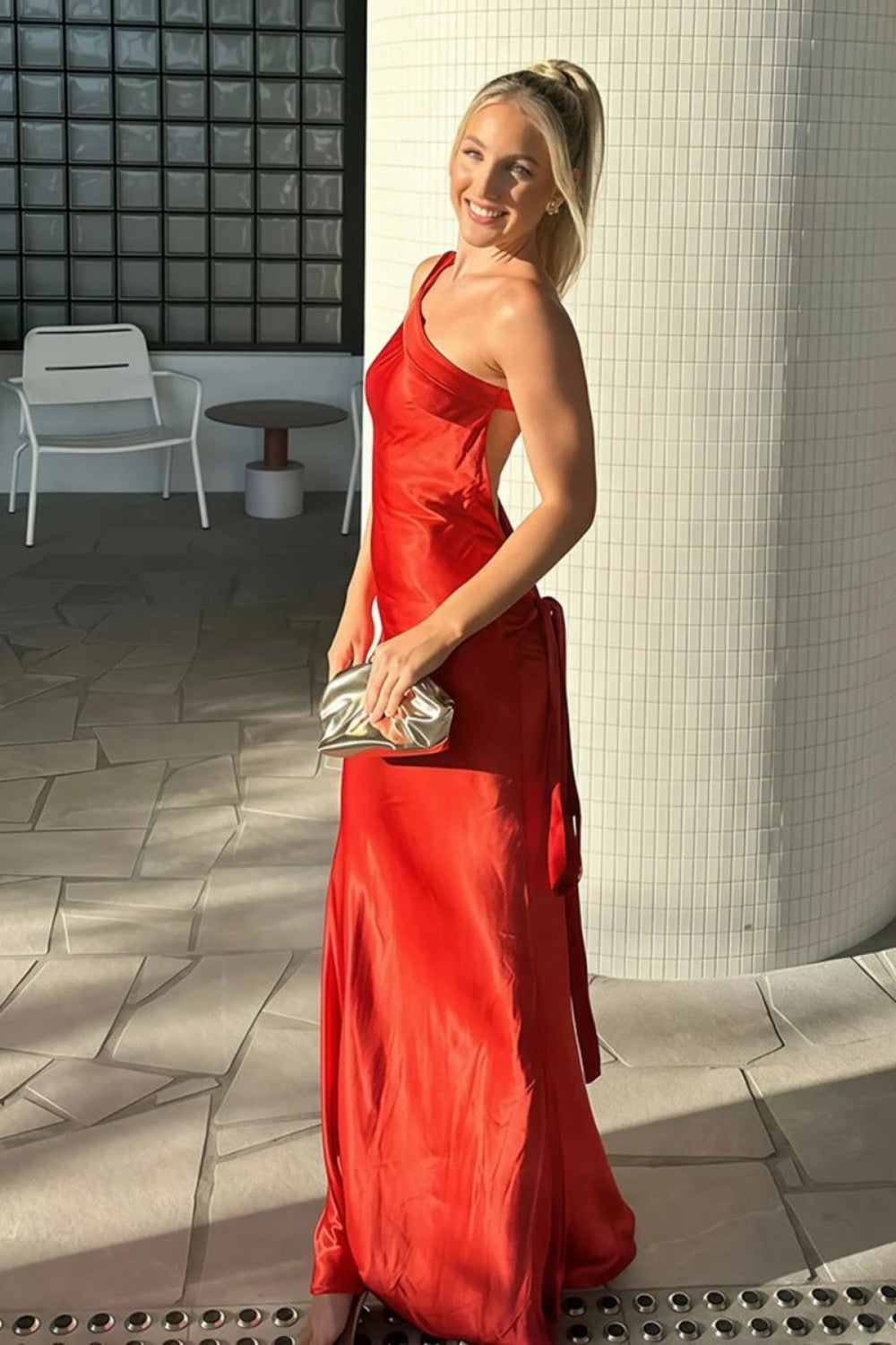 Hot Mermaid One Shoulder Red Long Prom Dress with Backless - VelvetHem