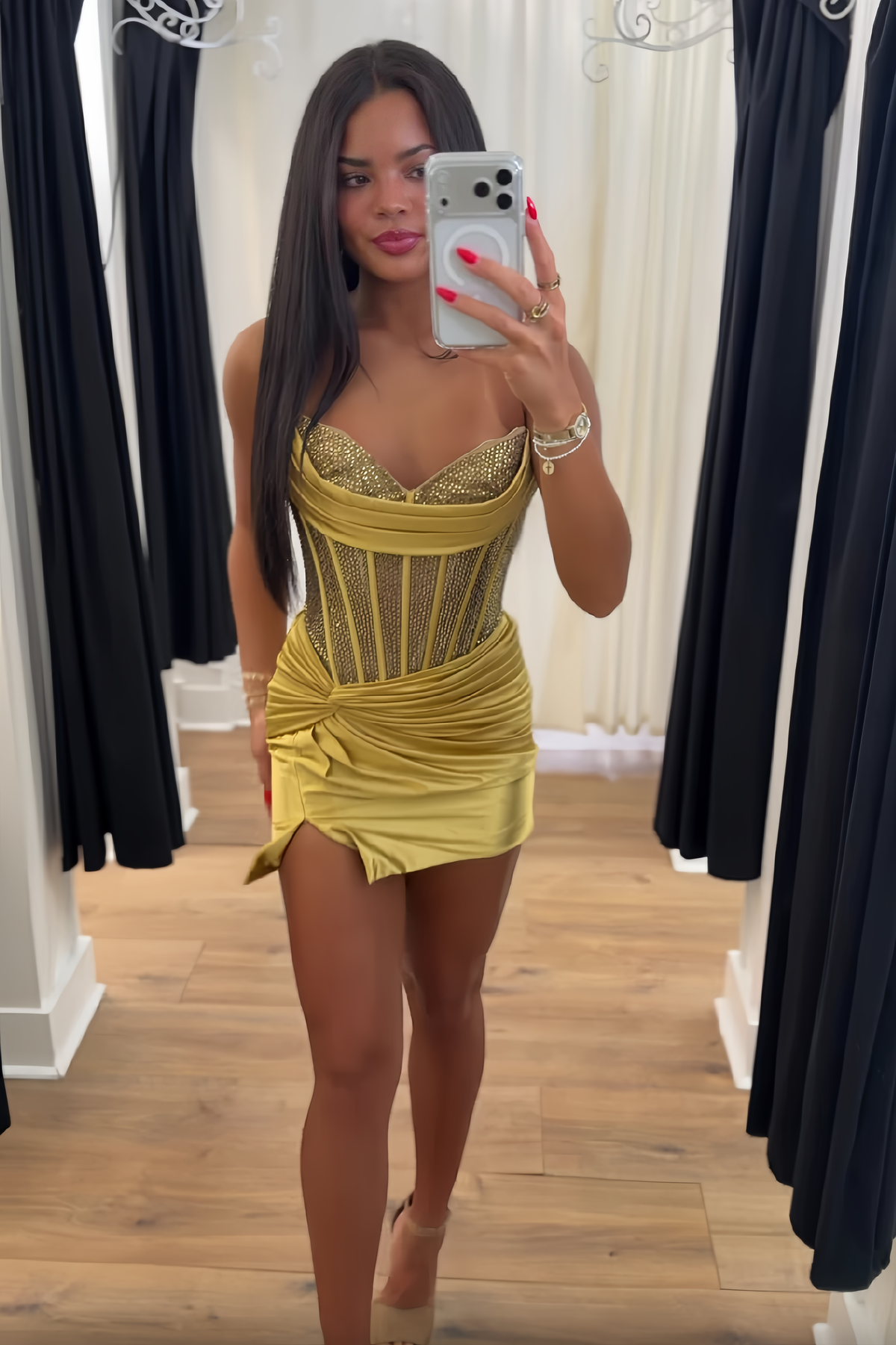 Hot Sheath Sweetheart Gold Corset Homecoming Dress with Beading