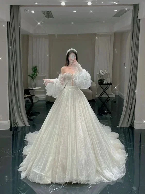 Charming White Tulle Wedding Dress,White Bridal Dress ,Y2531 (ZD13634)