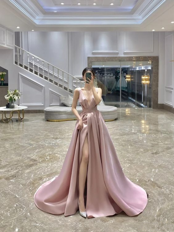 Classy A-line V Neck Prom Dress,Pageant Dress - VelvetHem