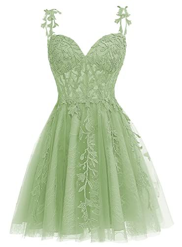 Sage Green Floral Short Homecoming Dress A-line Graduation Dress Y619 - VelvetHem