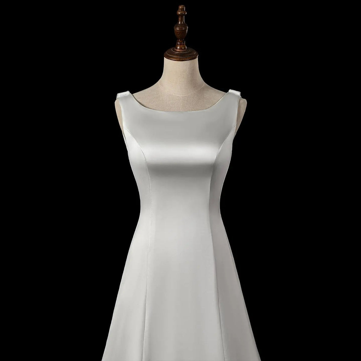 Romantic White Sleeveless Satin Wedding Dress with Low Back ZP052