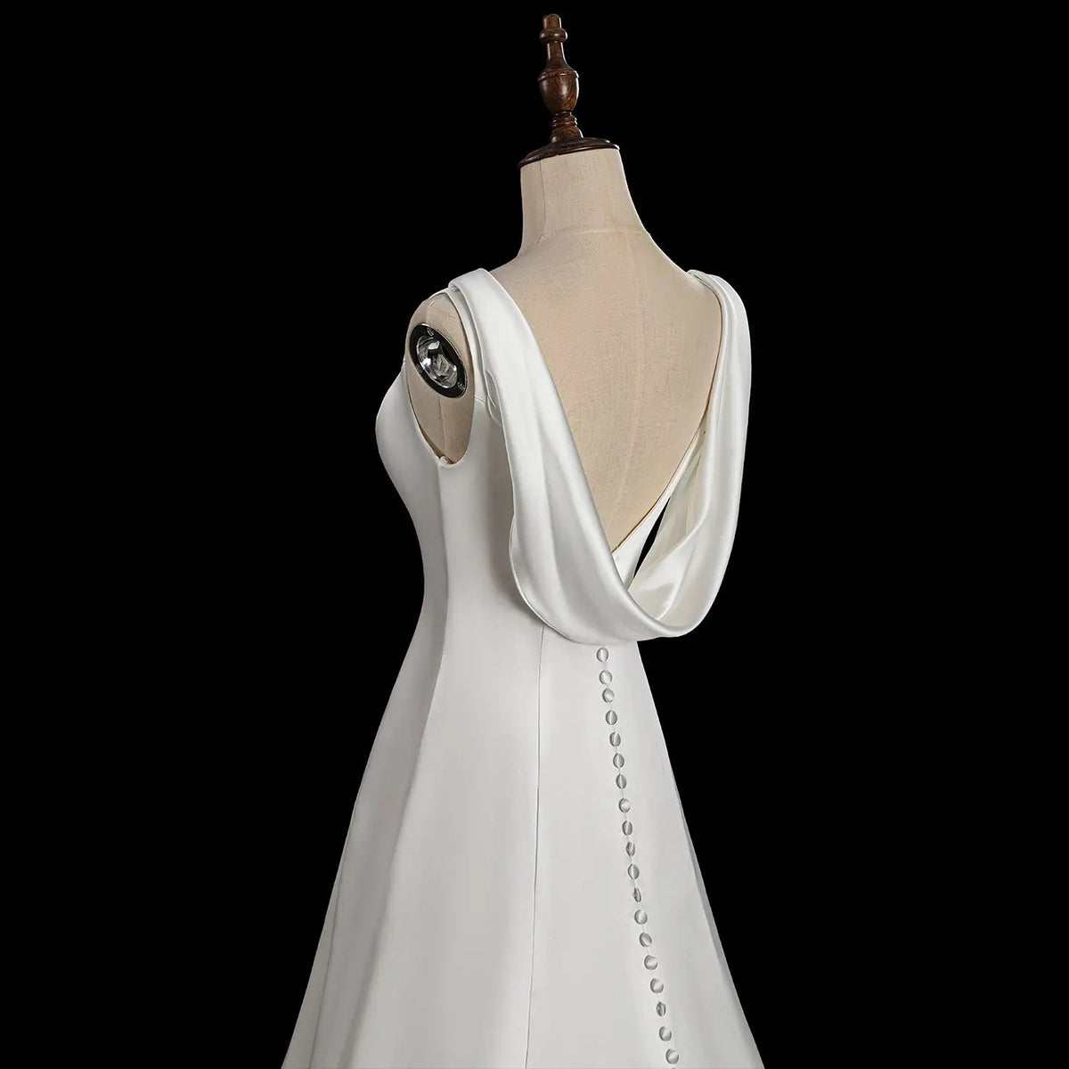 Romantic White Sleeveless Satin Wedding Dress with Low Back ZP052