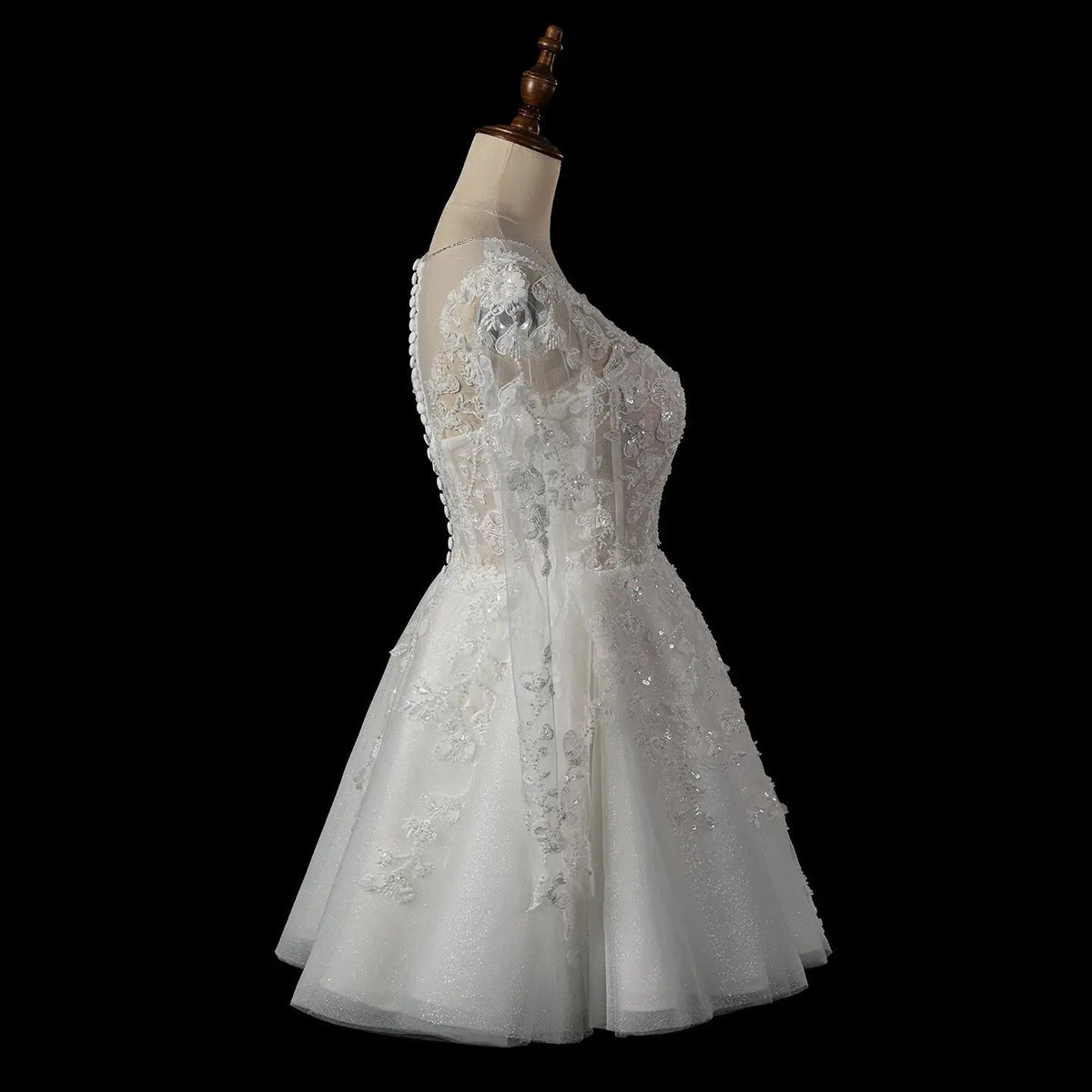 Elegant Off White Long Sleeve Lace Short Wedding Dress ZP050