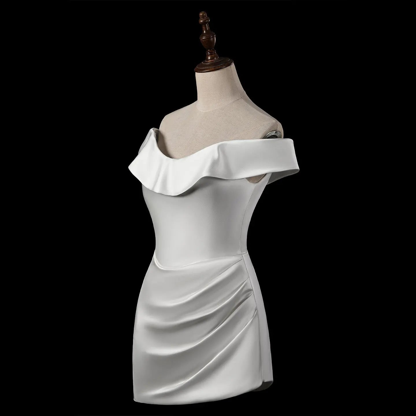 Luxury Lvory Ruched Bodycon Mini Wedding Dress ZP047
