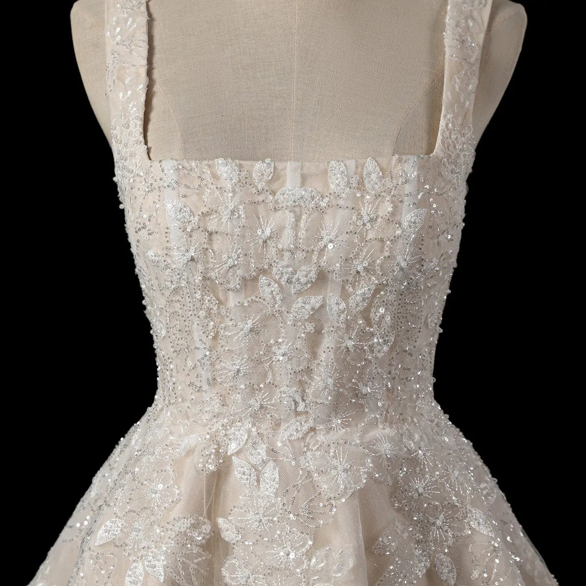 Romantic Champagne Sleeveless A-Line Short Wedding Dress with Deep V Back ZP046