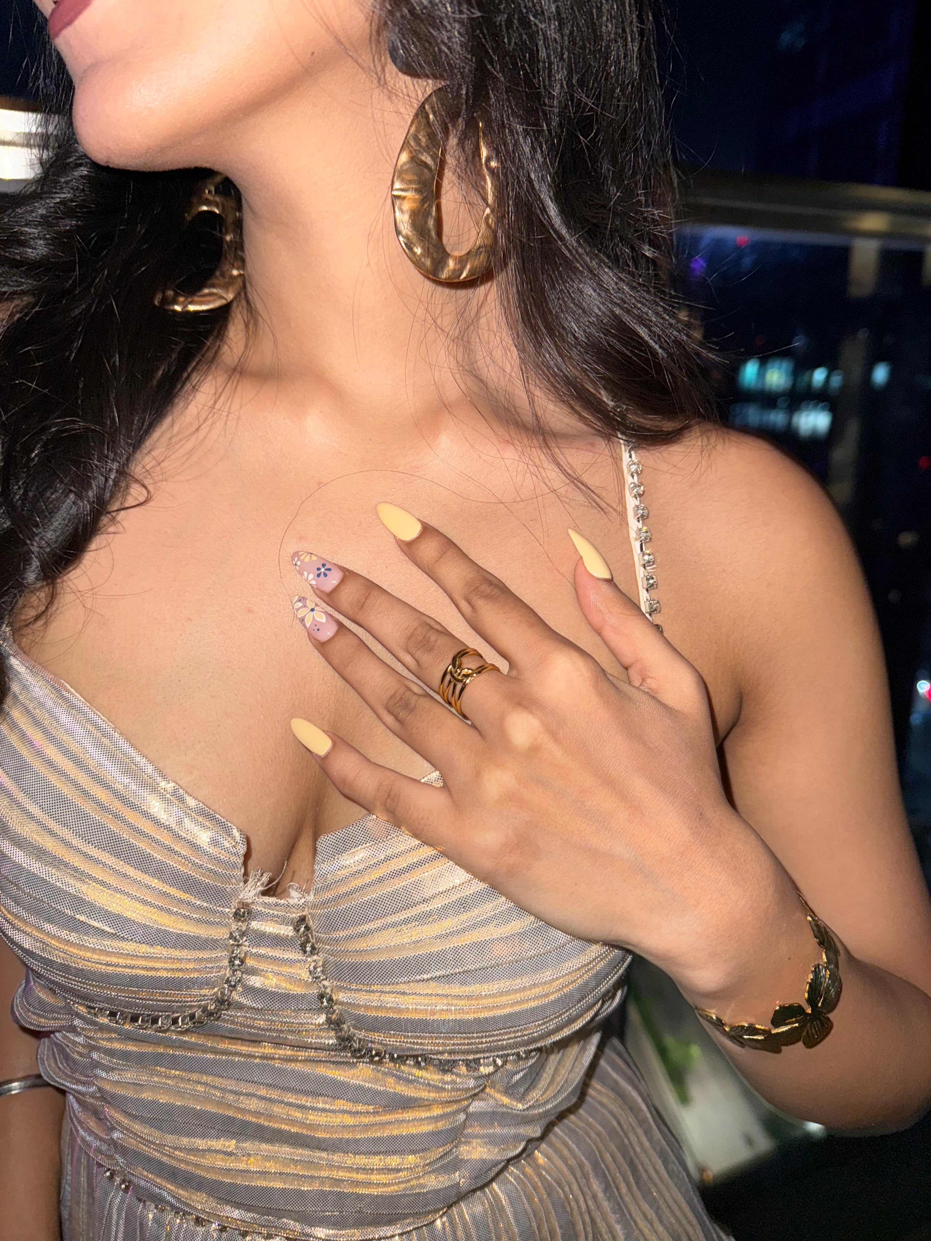 Party Ruffle Midi Dress Champagne