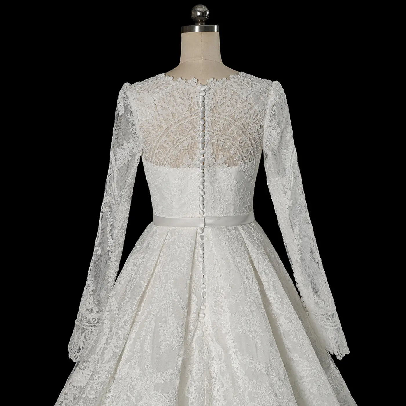 Luxury White Lace Long Sleeve Square Neck Wedding Dress with Veil ZP136