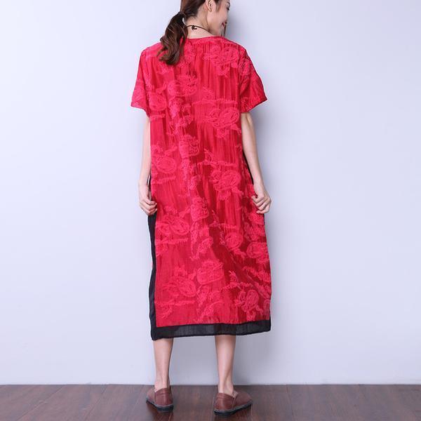 Summer Round Neck Short Sleeve Casual Embroidery Dress