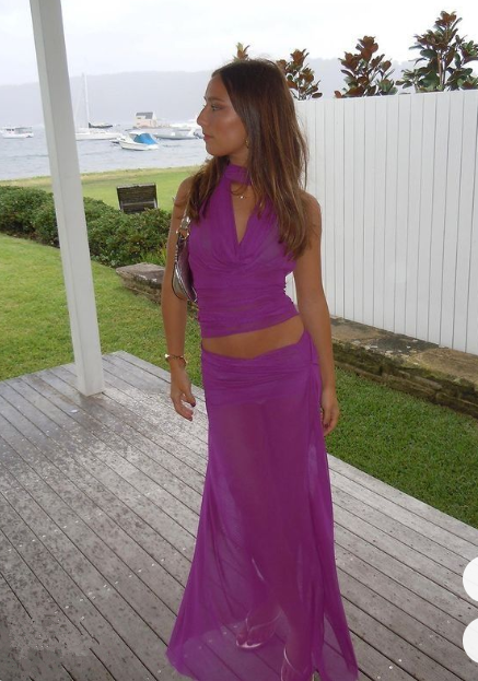 Sexy Purple Tulle Halter Party Evening Dress - VelvetHem