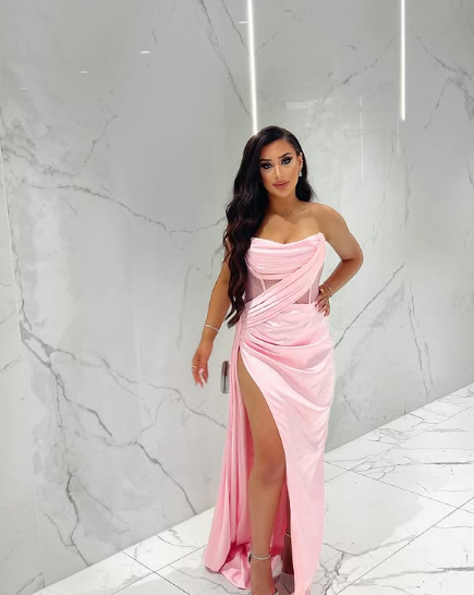 Sexy 17th Birthday Dress Strapless Mermaid Prom Dresses for Black Girls Thigh-High Slits Pleats Beading Birthday Outfits - View 7 | VelvetHem
