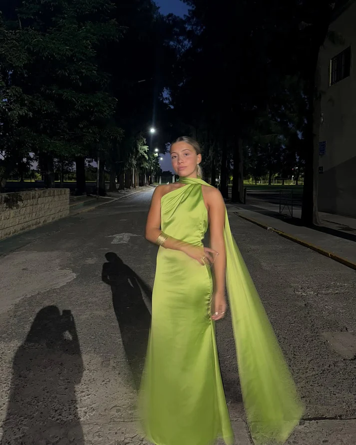 Sexy Green Mermaid Long Prom Dress Satin Formal Party Dress - VelvetHem