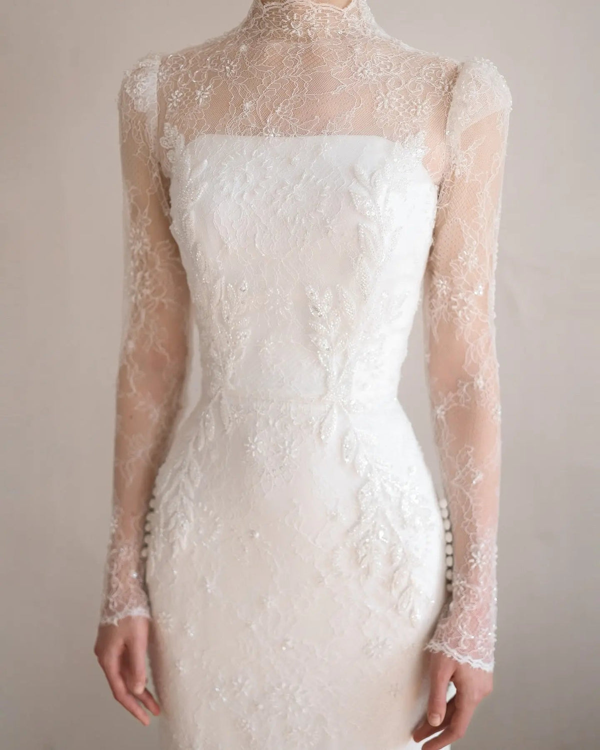 Elegant Printed Crystal Sheer Lace Mermaid Wedding Dress ZP169
