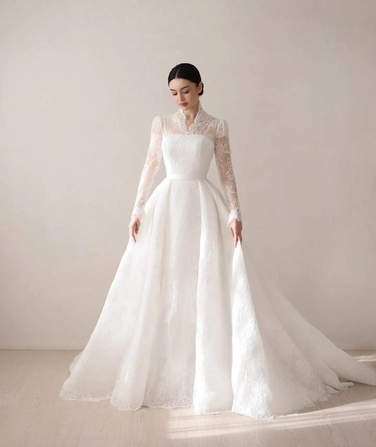 Luxury Full Lace Printed Ball Gown Wedding Dress ZP173