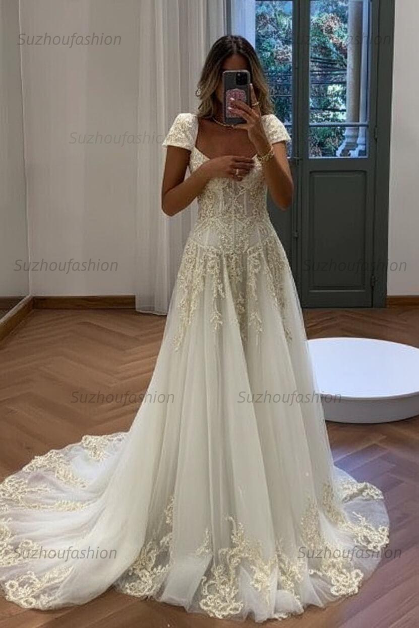 Suzhoufashion Gorgeous A Line Sweetheart Light Green Long Prom Dress With Appliques Formal Evening Gown