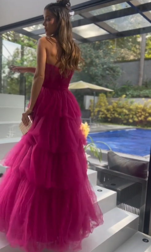 Sweetheart Neckline A-line Tulle Prom Dress,Formal Dress - View 4 | VelvetHem