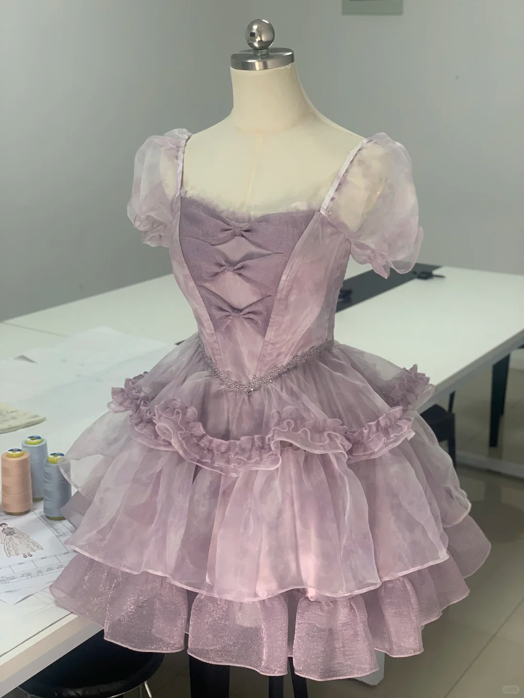 Charming Purple Organza Layered A Line Short Prom Dress Formal Homecoming Dress - VelvetHem