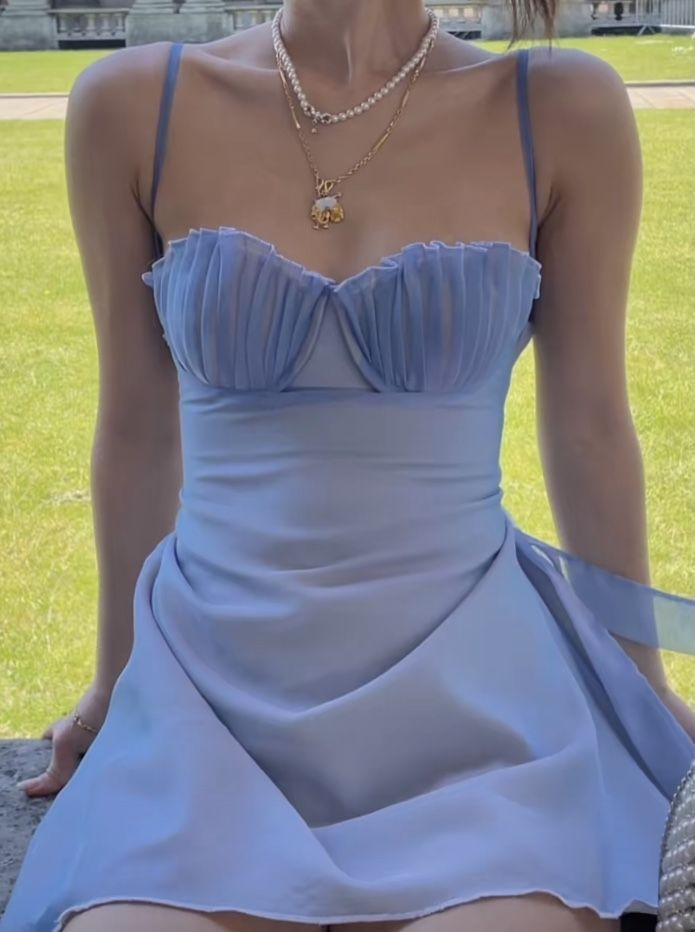Elegant Blue Spaghetti Straps Sheath Cocktail Dress Short Party Dress Homecoming Dress