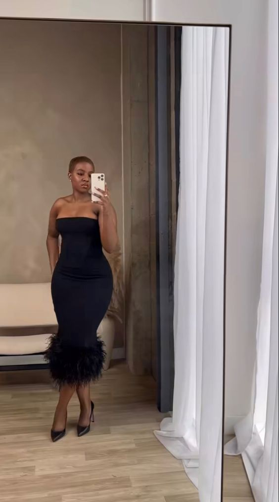 Sexy Black Strapless Bodycon Dress Black Evening Dress Y7094 - VelvetHem