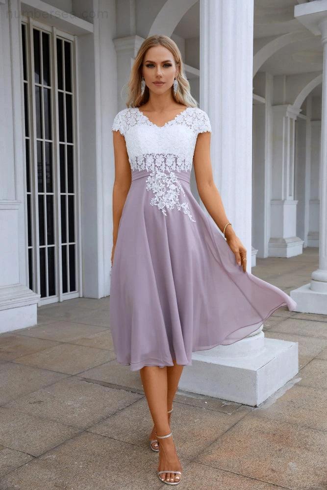 Lace Chiffon Lace Bridesmaid Dress Prom Dress PartyGown 28120 (ZD17008) - VelvetHem