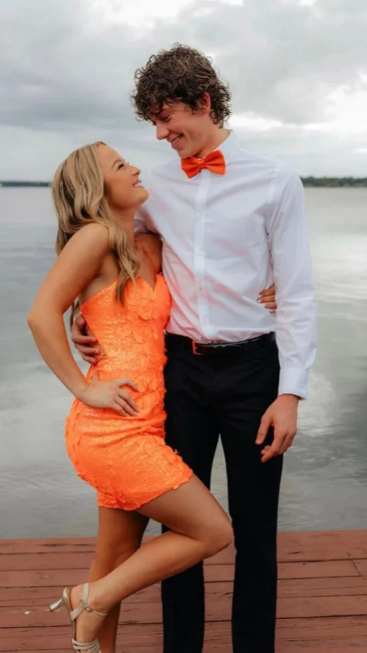 Orange Sequins Dress Orange Homecoming Dress Party Dress Y2260 by simplepromdress