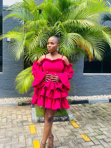 Unique Off The Shoulder Short Prom Dress ,Satin Tiered A Line Homecoming Dress - View 3 | VelvetHem