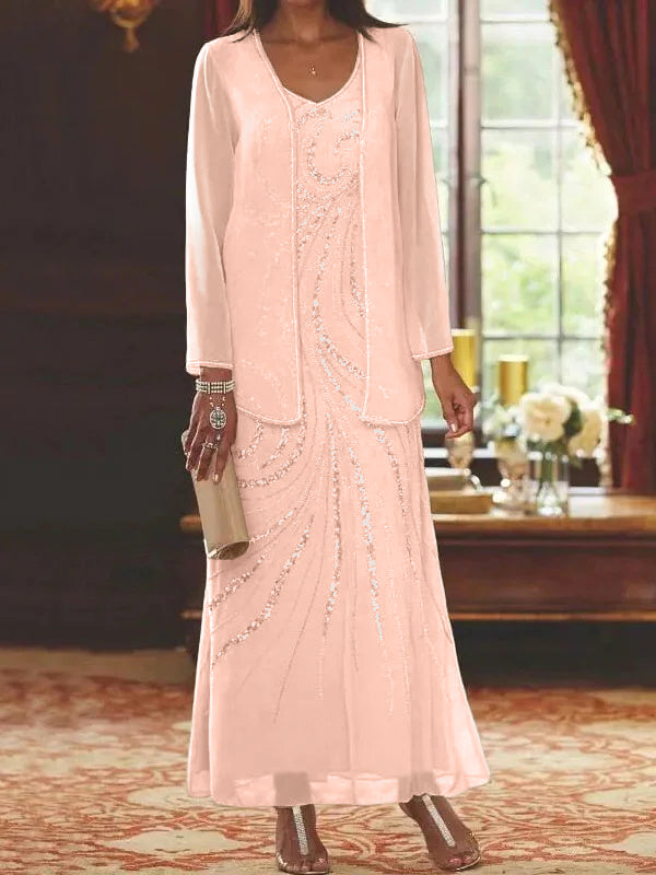 Jacketed Mother of the Bride & Groom Sheath Column Dress with Sequins