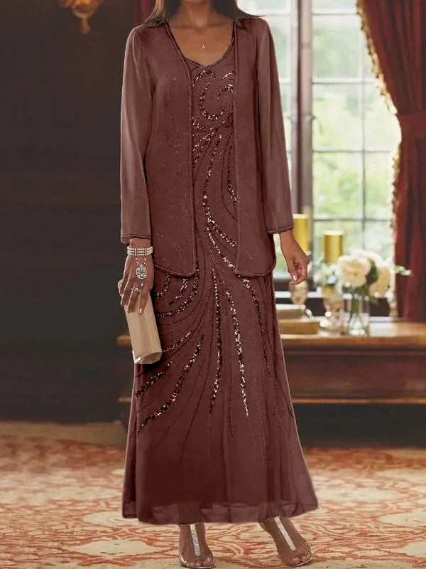 Jacketed Mother of the Bride & Groom Sheath Column Dress with Sequins