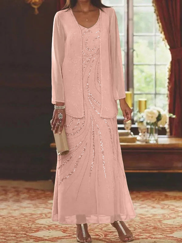 Jacketed Mother of the Bride & Groom Sheath Column Dress with Sequins