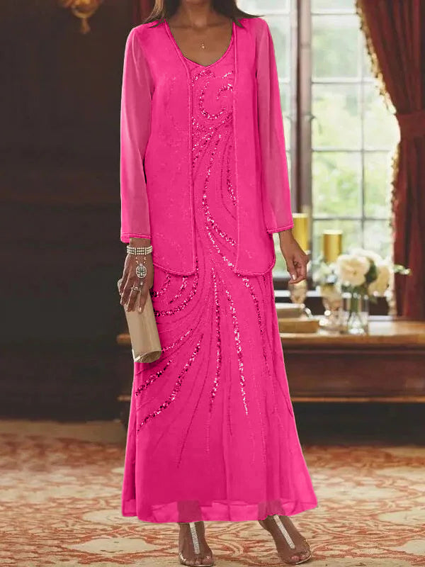 Jacketed Mother of the Bride & Groom Sheath Column Dress with Sequins