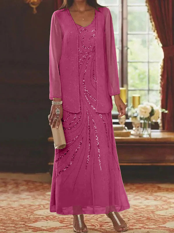 Jacketed Mother of the Bride & Groom Sheath Column Dress with Sequins