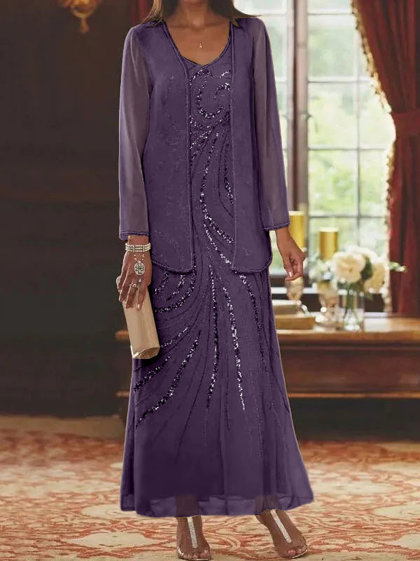 Jacketed Mother of the Bride & Groom Sheath Column Dress with Sequins