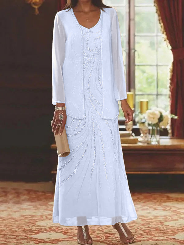 Jacketed Mother of the Bride & Groom Sheath Column Dress with Sequins