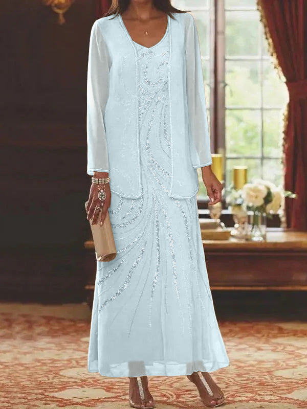 Jacketed Mother of the Bride & Groom Sheath Column Dress with Sequins
