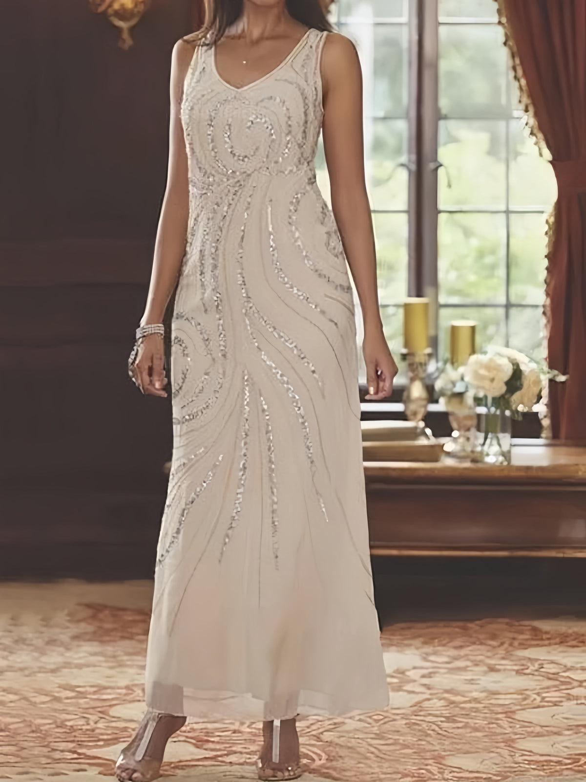 Jacketed Mother of the Bride & Groom Sheath Column Dress with Sequins