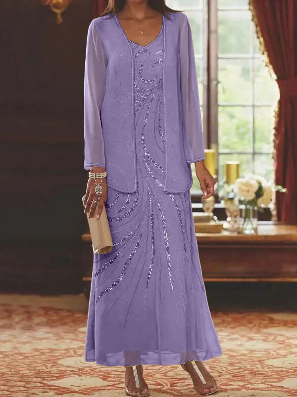 Jacketed Mother of the Bride & Groom Sheath Column Dress with Sequins