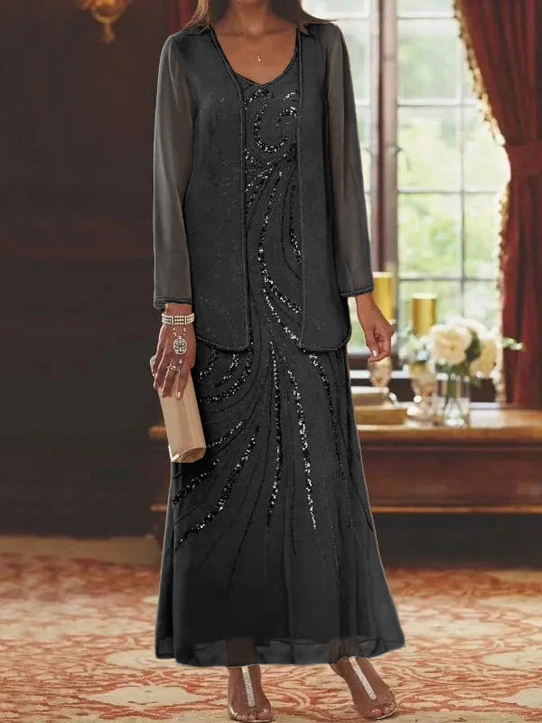 Jacketed Mother of the Bride & Groom Sheath Column Dress with Sequins
