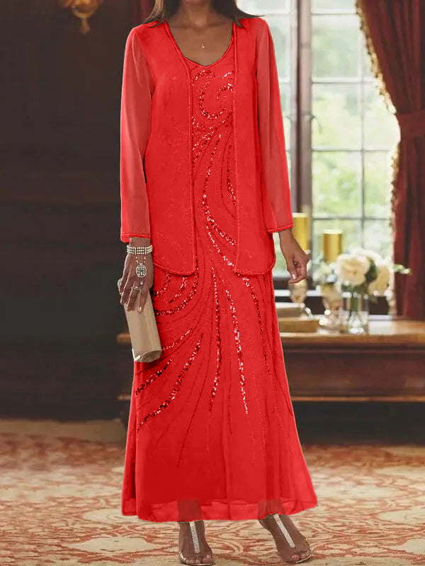 Jacketed Mother of the Bride & Groom Sheath Column Dress with Sequins