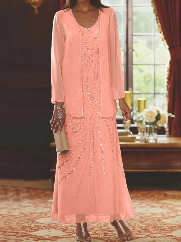 Jacketed Mother of the Bride & Groom Sheath Column Dress with Sequins