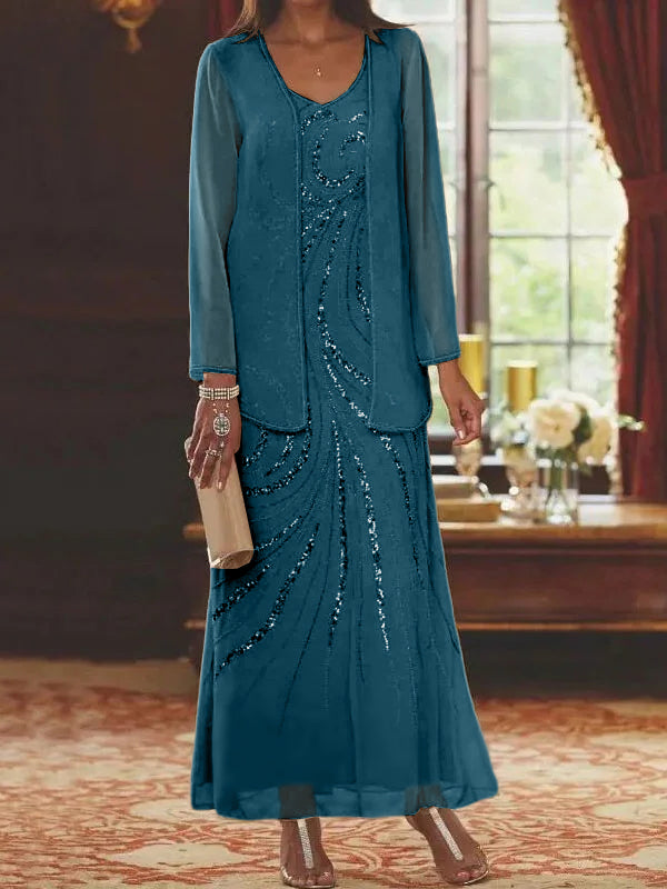 Jacketed Mother of the Bride & Groom Sheath Column Dress with Sequins