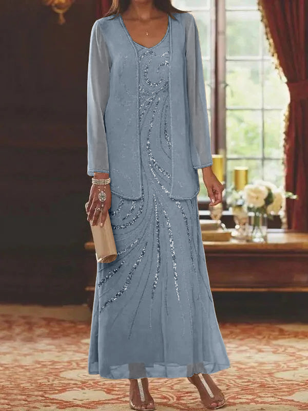 Jacketed Mother of the Bride & Groom Sheath Column Dress with Sequins