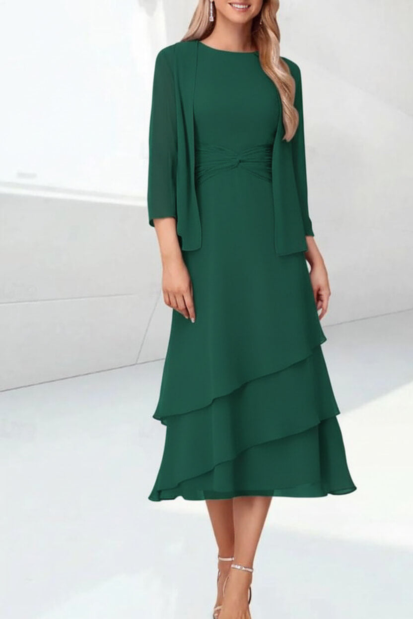 Mint Green Mother of the Bride Dress Chiffon Two Piece Wedding Guest Dress