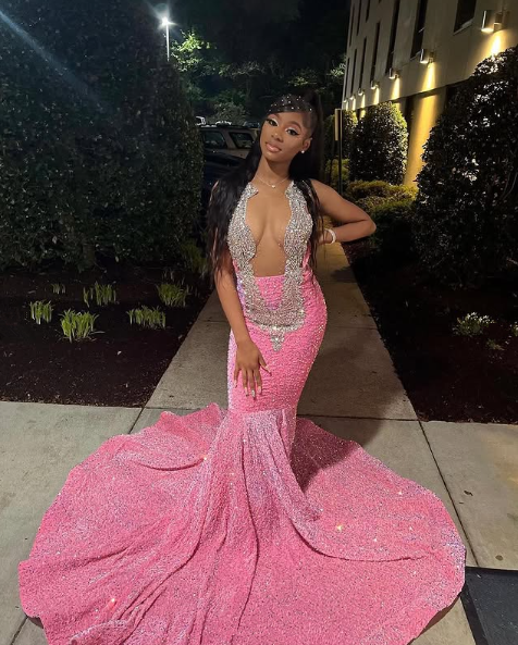 Sparkly Pink Sequins Evening Dress,Formal Mermaid Party Prom Dress - VelvetHem