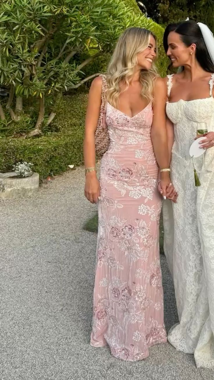Pretty Spaghetti Straps Pink V Neck Mermaid Long Wedding Guest Dress Formal Evening Dress Prom Dress