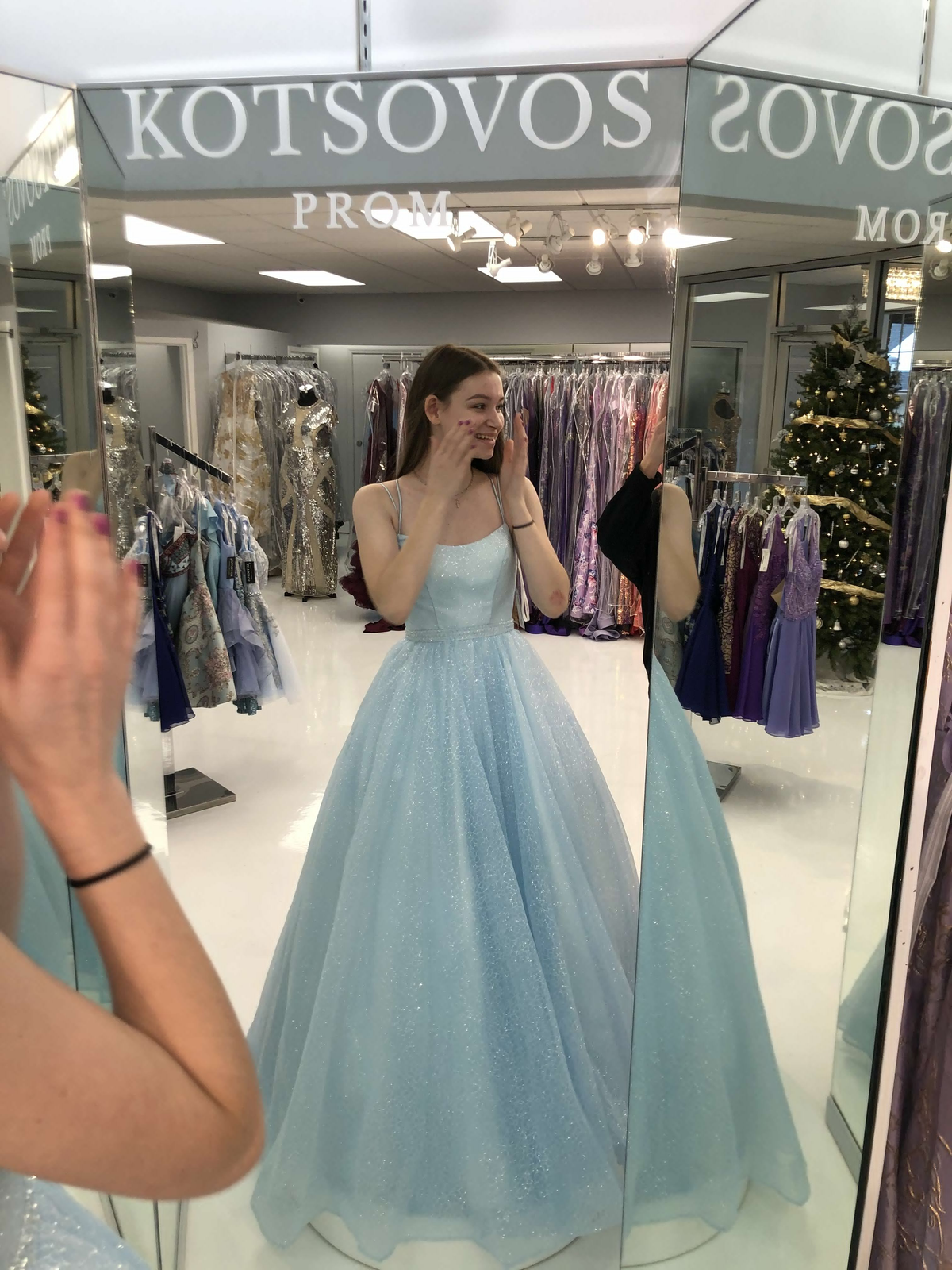 Sparkly Spaghetti Straps Blue Long Prom Dresses With Sequins - VelvetHem