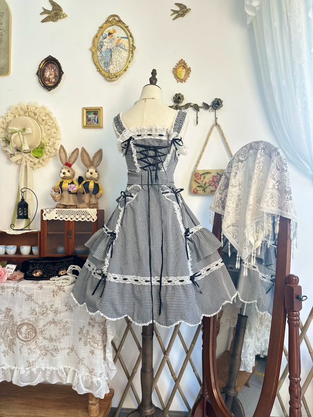 Cute Gray Lace Satin A Line Short Prom Dress Formal Homecoming Dress - View 6 | VelvetHem