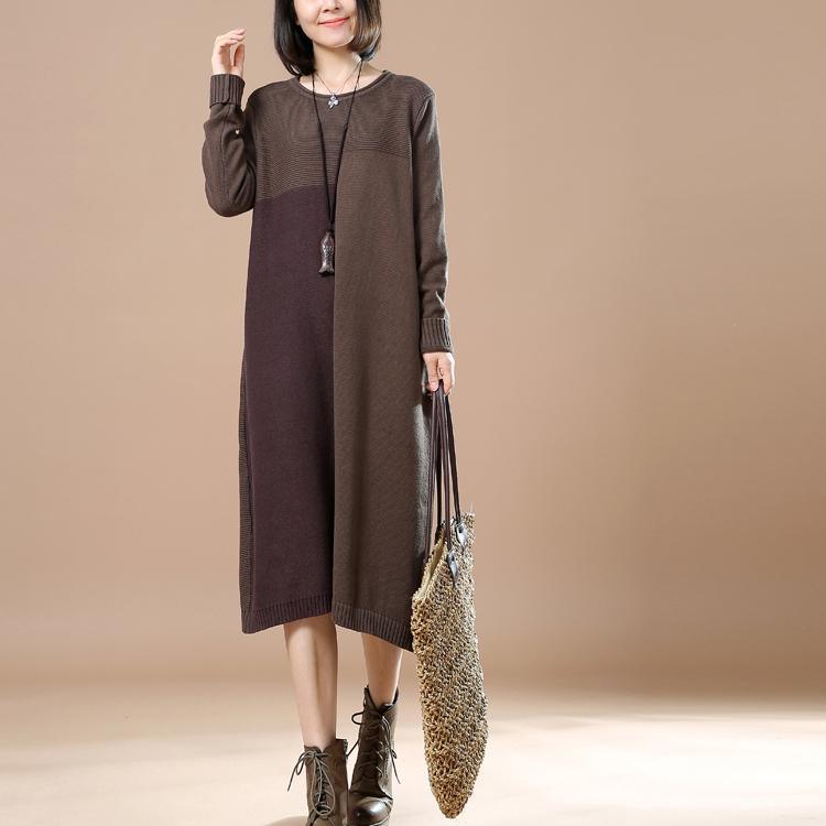 Khaki woman plus size sweaters knit dresses